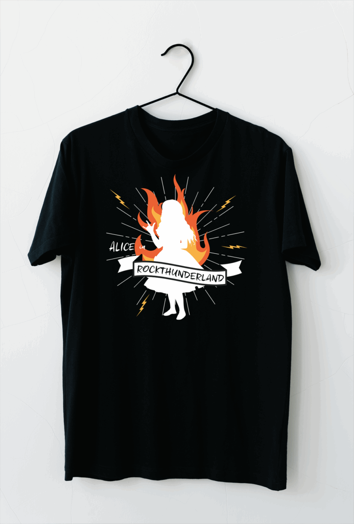 T-Shirt (100% Cotton) schwarz mit färbigem Bandlogo (Größe XL)
