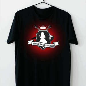 T-Shirt (100% Cotton) schwarz mit färbigem Bandlogo (Größe L)